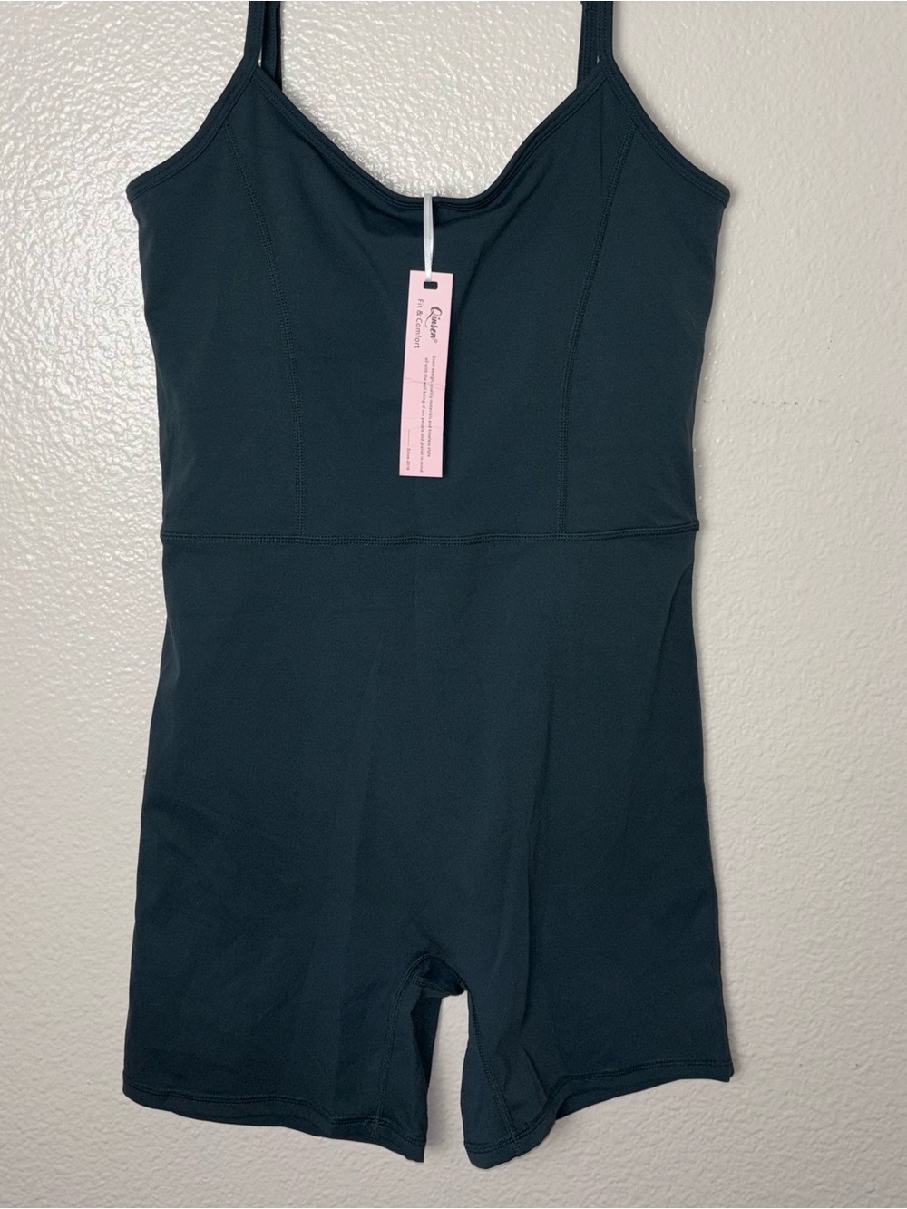 NWT QINSEN Womens Spaghetti Strap Bodycon Romper Short Jumpsuit Size XL TEAL - Picture 9 of 16